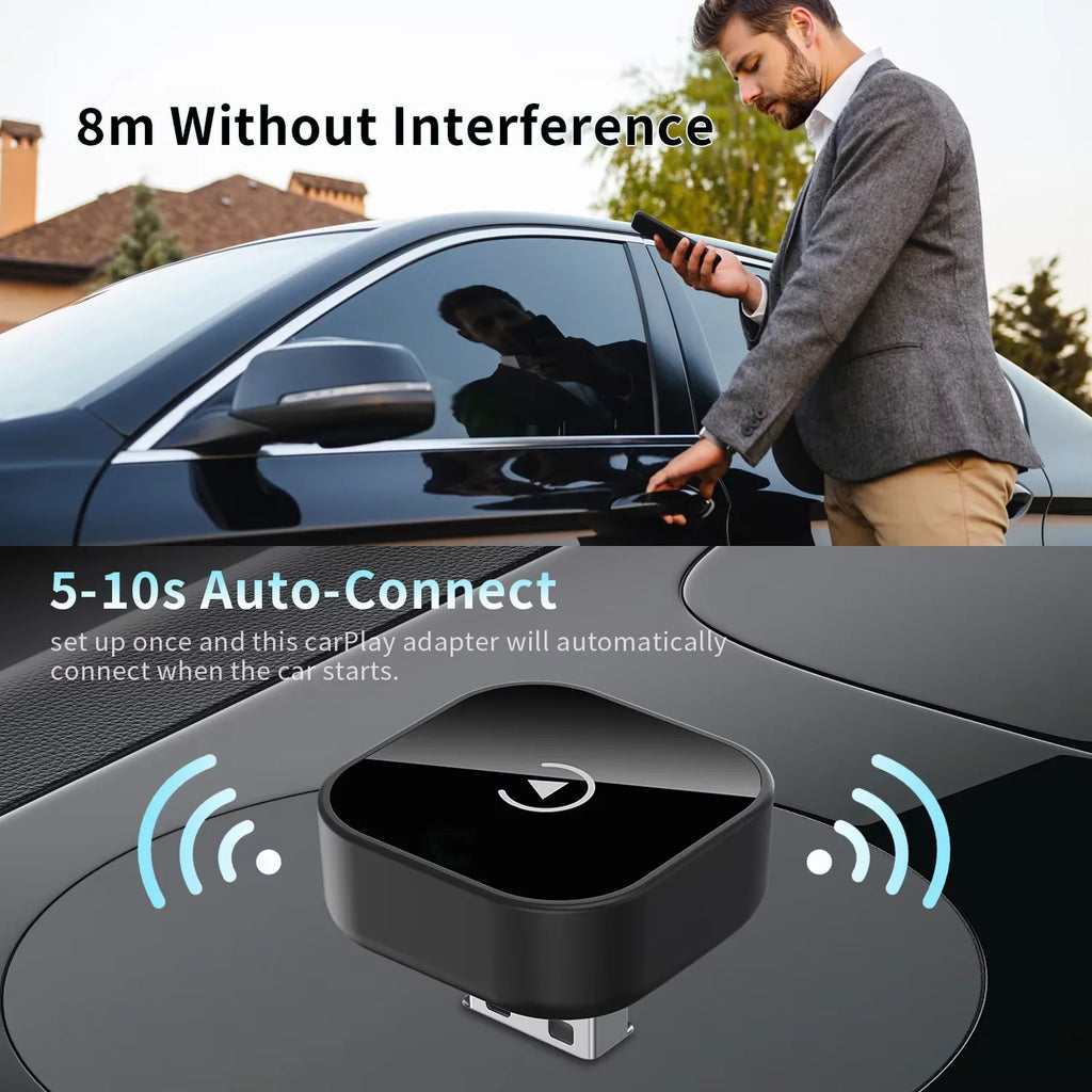 Wireless CarPlay Adapter, Converts Wired to Wireless CarPlay & Android Auto, USB-A USB-C, for iPhone & Android, 98% Cars 2016+