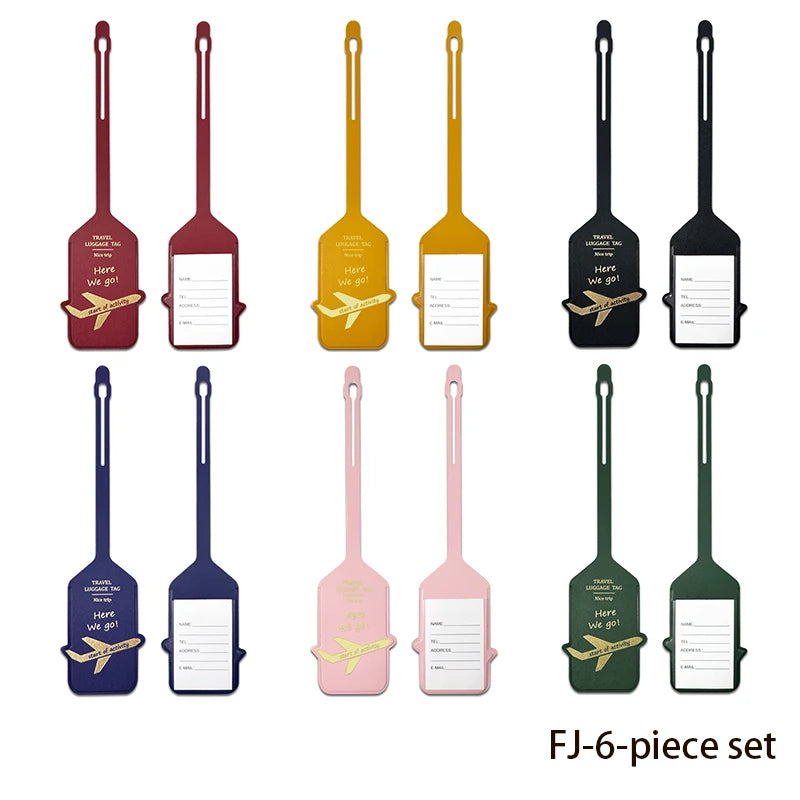 Hot Stamping Airplane Luggage Tag - PU Leather Travel Baggage Identifier with Contact Info Card