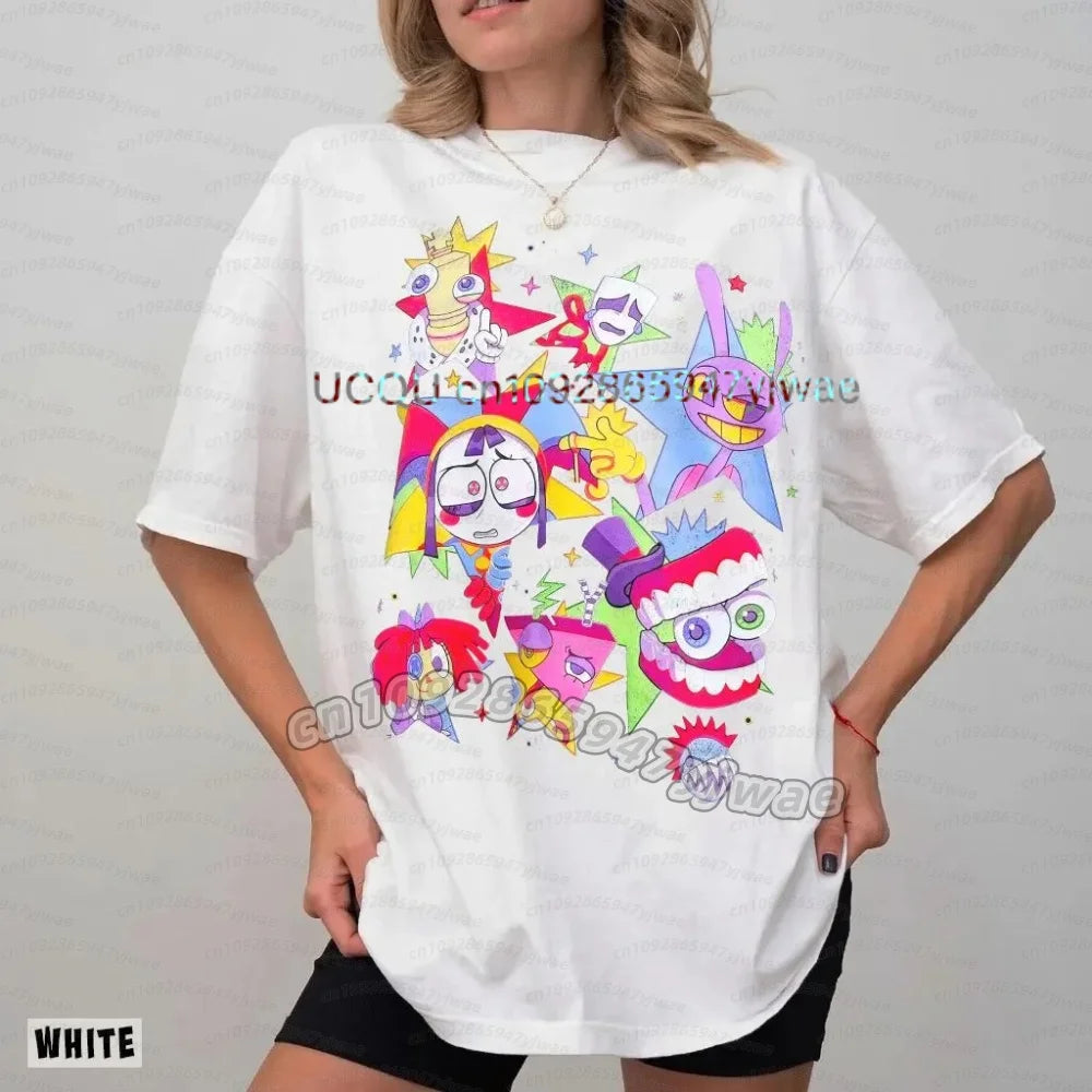 The Amazing Digital Circus Periphery T-shirt Men and Women New Summer Cotton Y2K Clothing Fashion Comfortable Short Sleeve Tops