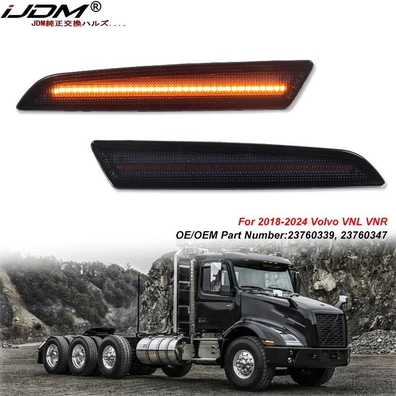 For Volvo VNL VNR Front Side Marker Light Assembly Amber Turn Signal Lamp/Driving Lights/Parking Lights 2018-2024 12V