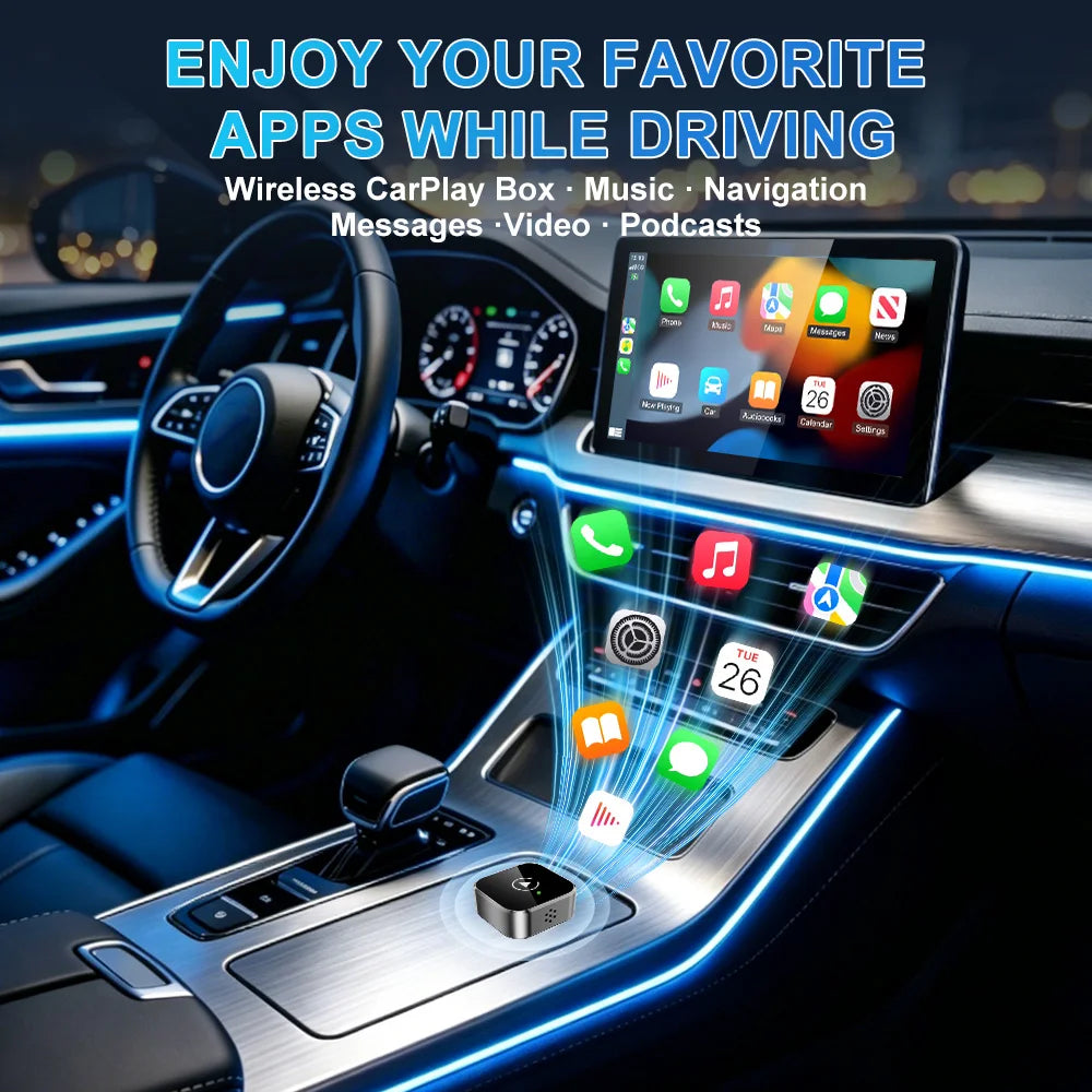VCARLINKPLAY 2-in-1 Wireless CarPlay&Android Auto Adapter - Plug and Play CarPlay Converter, Fast Automatic Connection, Gifts