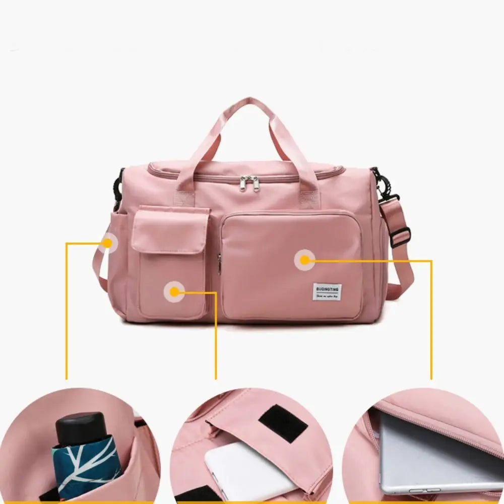 Oxford Travel Luggage Bag Sturdy Foldable Nylon Duffle Bag Multi-functional Solid Color Large Capacity Handbag Ladies