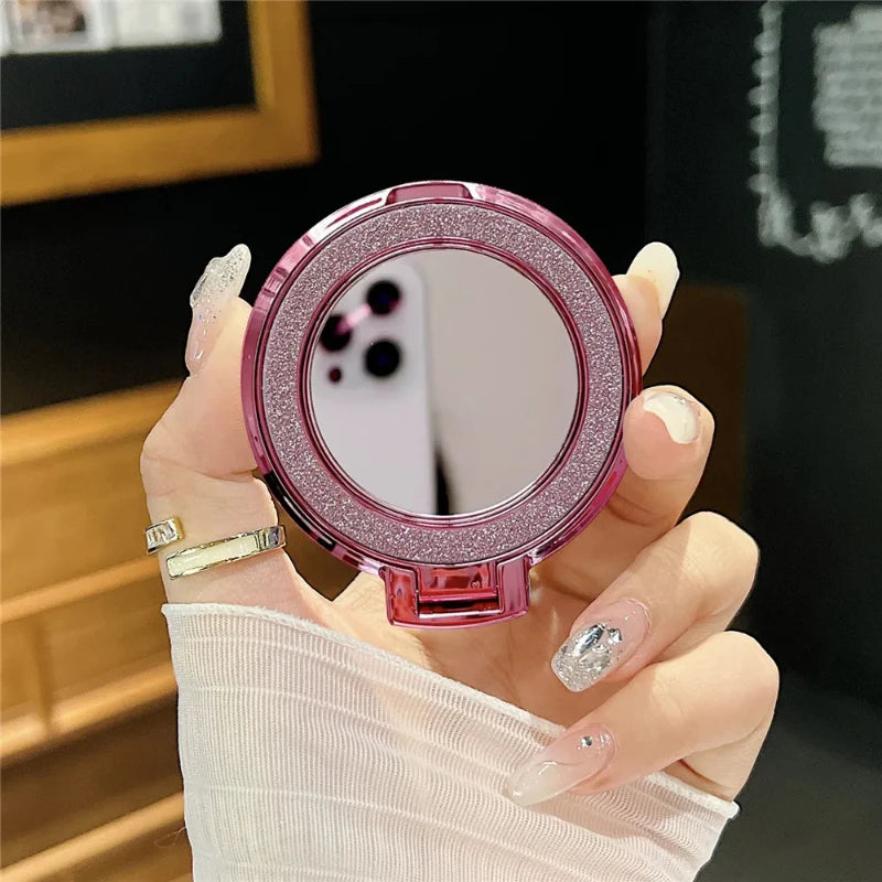 Luxury Diamond Patterned Magnetic Back Sticker 360° Rotating Mirror Magnetic Phone Holder Suitable for Various Phone Models