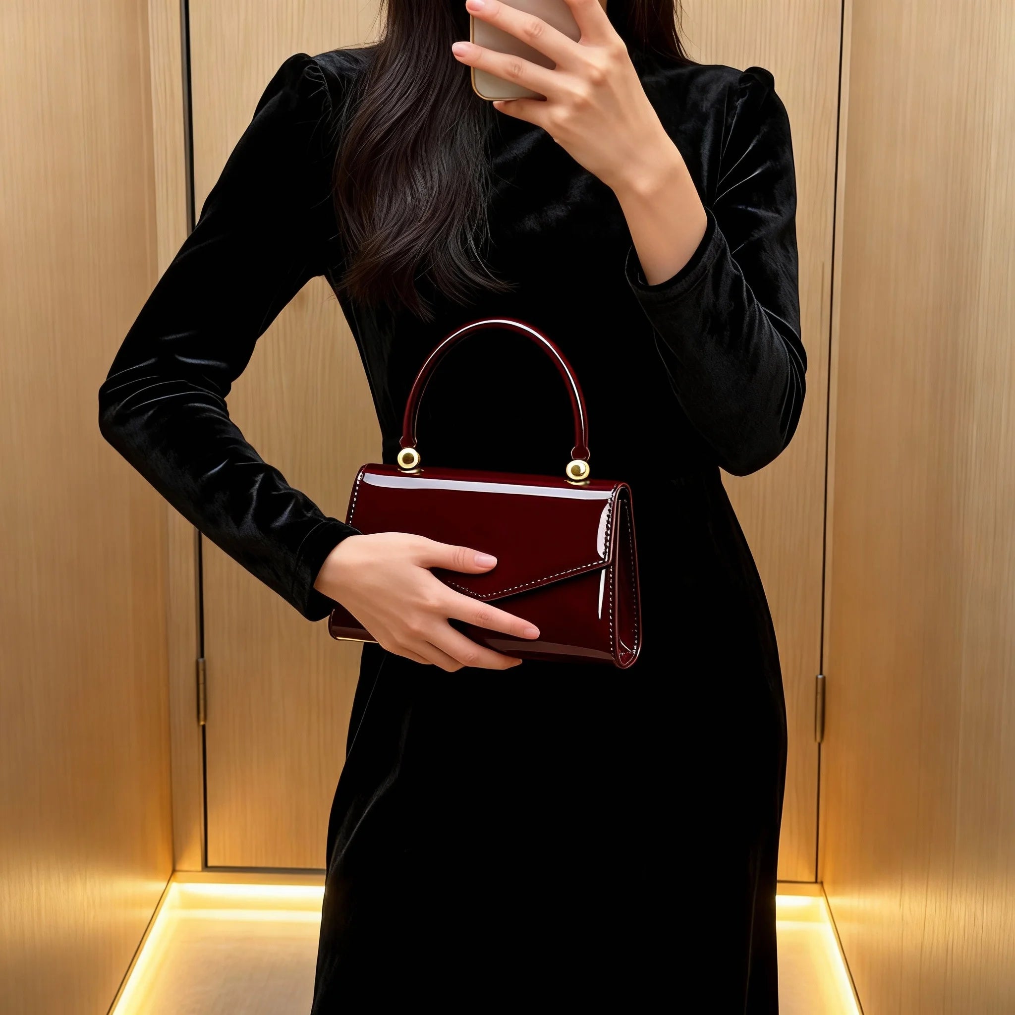 New vintage high-end evening bag with glossy texture, versatile handbag for all kinds of formal party dresses.