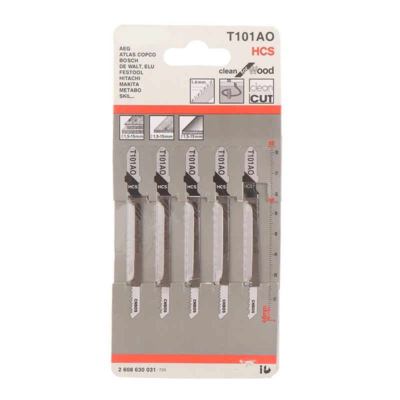 5PCS T101AO HCS T-Shank Jigsaw Blades Curve Cutting Tool For Wood Plastic saw