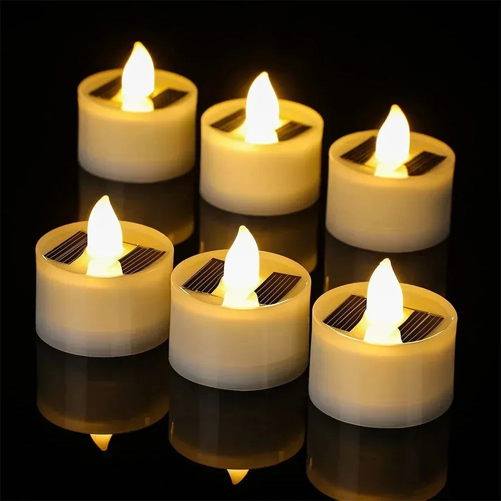 1-10PC Solar Tea Light Led Candles Flameless Outdoor Waterproof Solar Tea Light Rechargeable Candles for Party Garden Home Decor