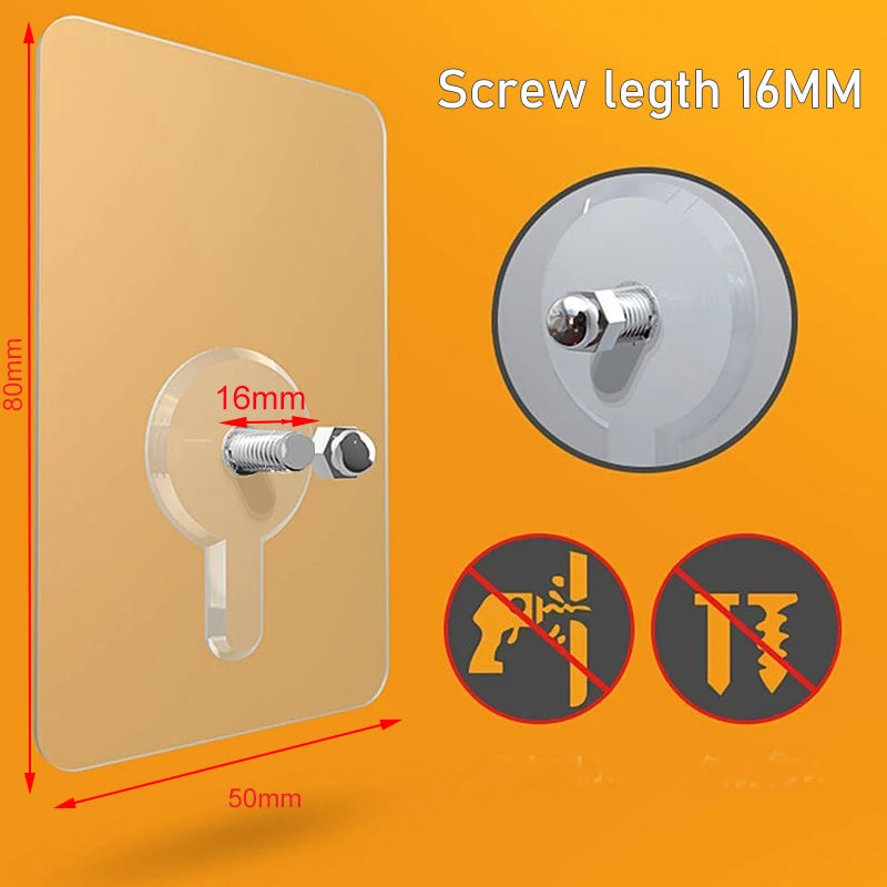 Nail Free Wall Hook Screw Adhesive Non-Trace Hook No Drilling for Bathroom Shower Kitchen Installation Hanging