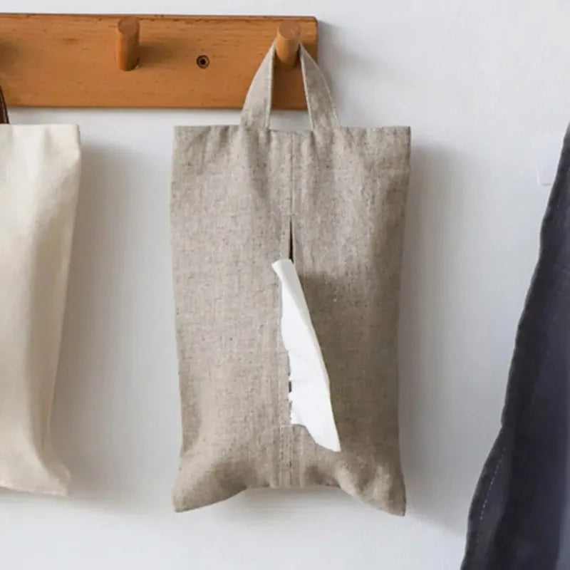 Paper Towel Box Rope Fabric Art Minimalist Style Living Room Home Desktop Car Mounted Paper Bag Hanging Style Car Tissue Bag