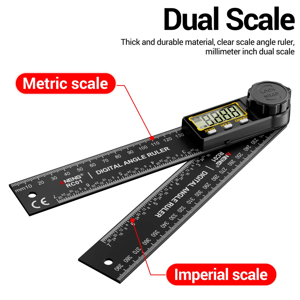 ANENG RC01 Digital Angle Finder Gauge Multifunction Detector 0-0-999.9° Angle Ruler Protractor Caliper Woodworking Tools