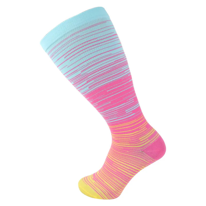 2XL-7XL Plus Size 20-30 mmHg Compression Socks for Women Men Wide Calf Extra Large Knee High Flight Sock for Circulation Support