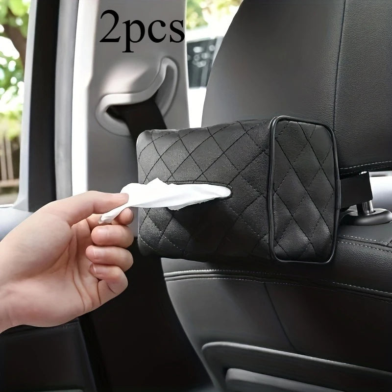 2pcs Car Tissue Box Fixed Armrest Box Hanging Sun Visor Multifunctional Tissue Box