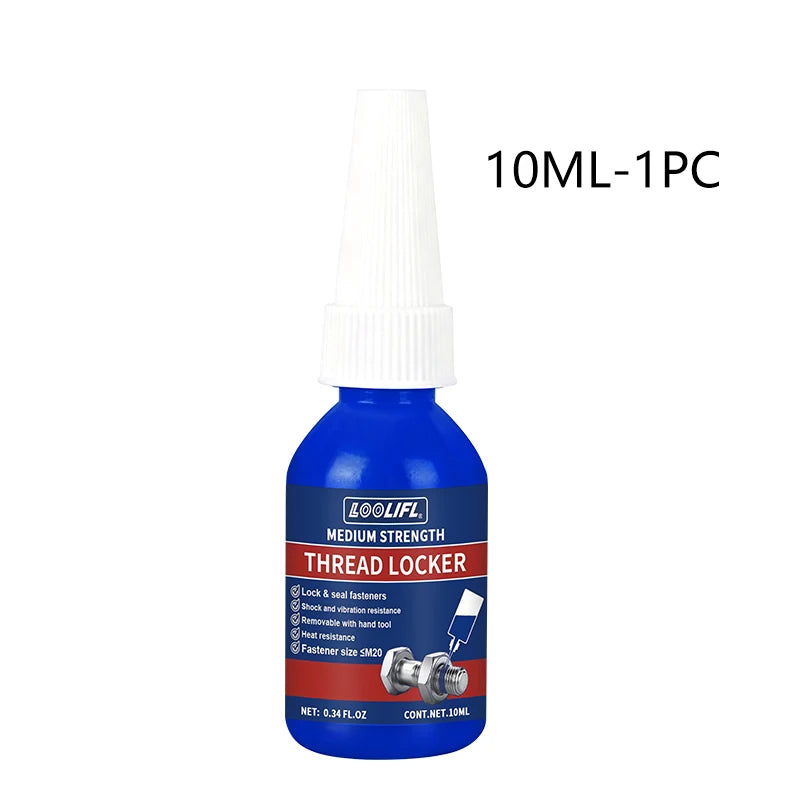 L00Lifl Blue Screw Adhesive 10ml - High-Strength, High-Temperature Resistant, Anti-Vibration Adhesive Specifically for Metal Fasteners, Removable Anaerobic Adhesive with Thread Locking Agent, Industrial-Grade Strength Adhesiv