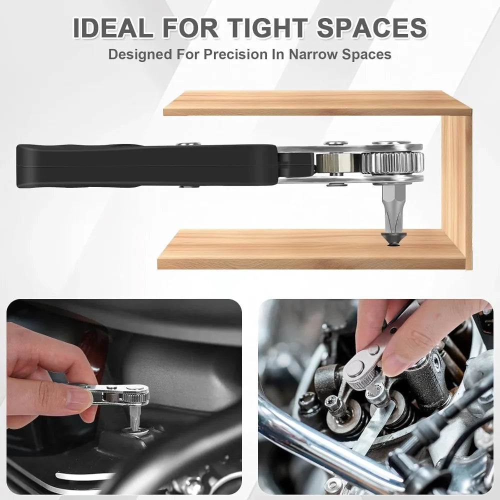Degree Right Angle, Angled and Offset Screwdrivers for Tight Spaces. Practical, Multifunctional, Professional Mini Ratchet Set