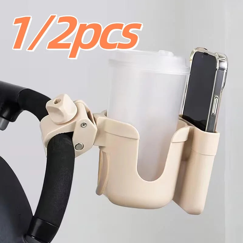 1/2PCS 2-in-1 Universal Stroller Water Cup Holder With Phone Holder, Universal Bottle Holder For Wheelchair stroller Accessories