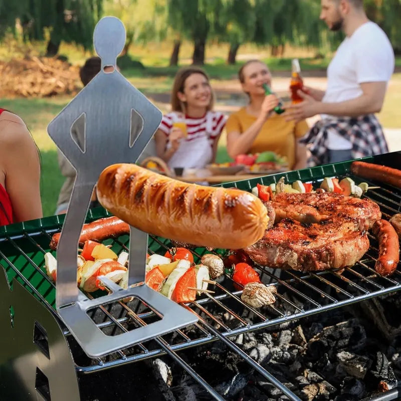 Creative Standing Man Hot Dog Holders Stainless Steel Sausage Grill Rack Reusable Barbecue Tool for BBQ Camping Spring Trip
