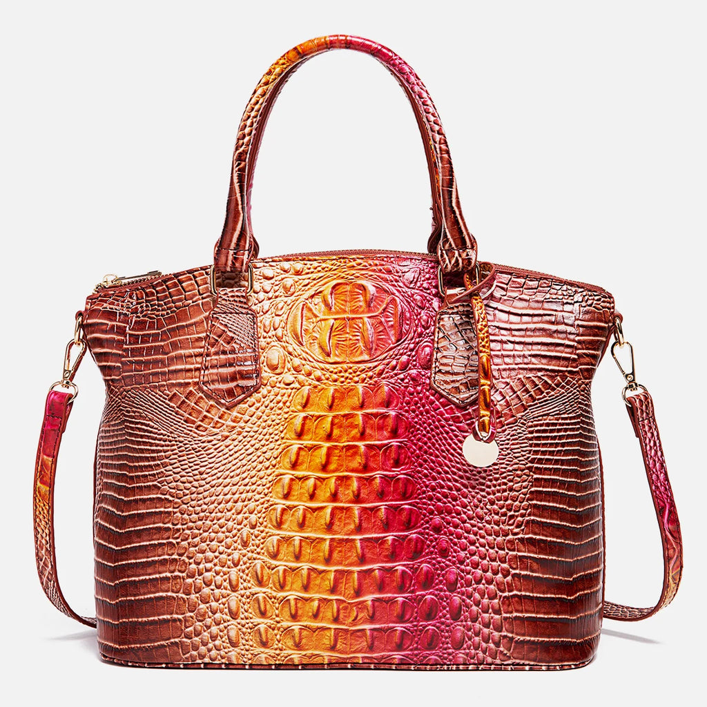 Embossed Dome Tote Bag for Women Convertible Top Handle Shoulder Bag with Detachable Strap Zipper Closure Lightweight Portable Daily Purse Ideal for Outdoor Hiking Camping Travel Weekend Getaway Daily Commute Casual Outing an
