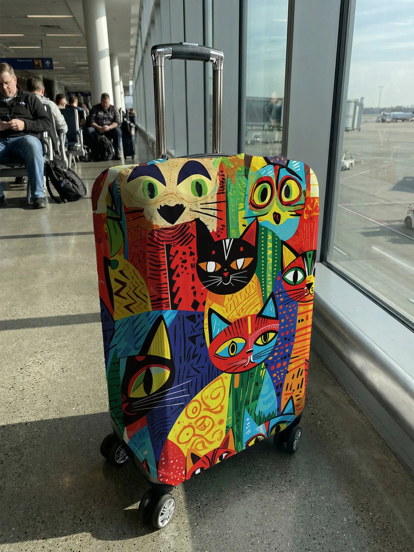 Colorful Cat Print Luggage Cover, Suitable for 18-32 Inch Luggage Cover, Luggage Handle Glove, Travel Accessories