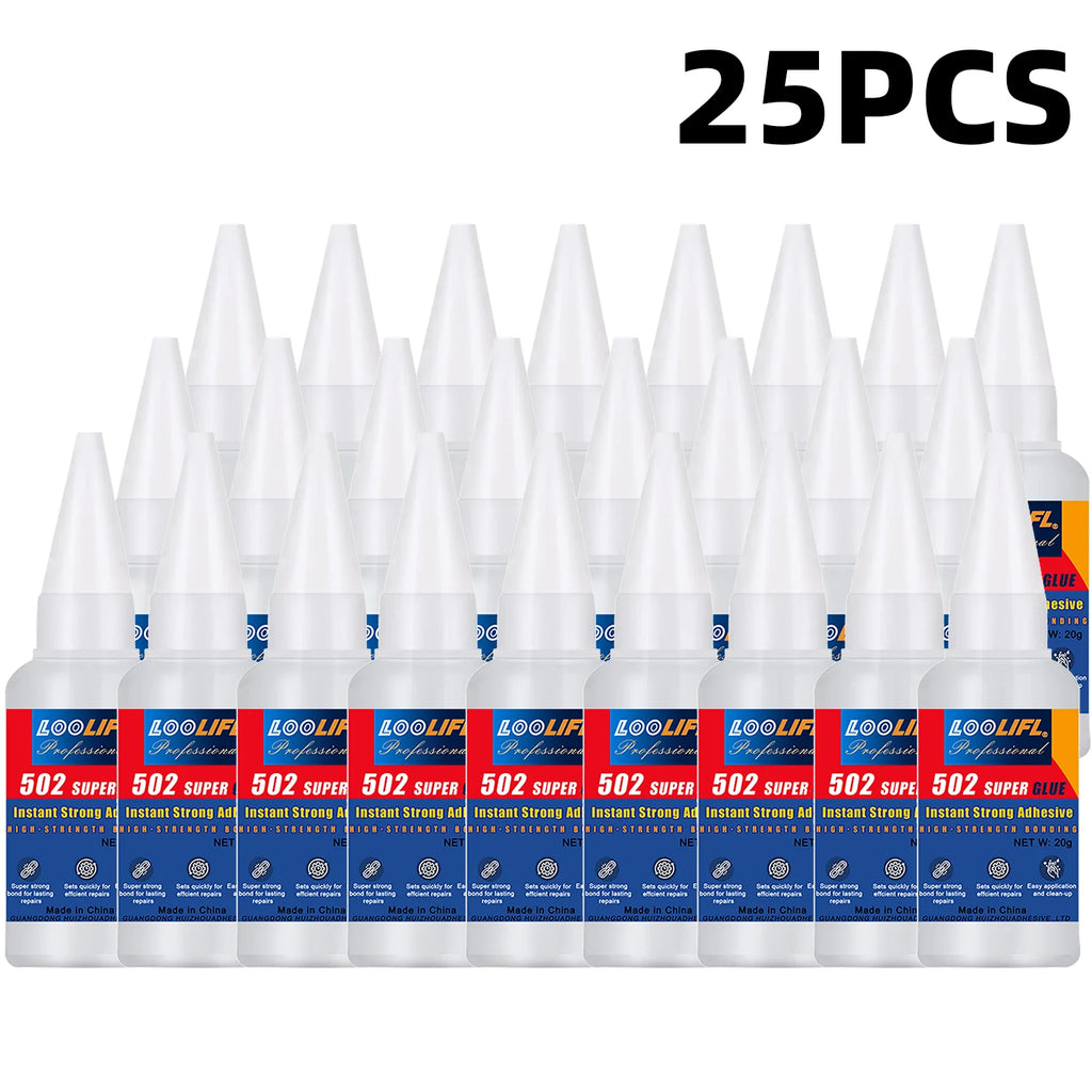 Loolifl Super Glue 1-25 Pieces 502 Strong Instant-Dry Cyanoacrylate Glue for Leather, Rubber, Wood, Metal, Strong Adhesive Liquid Tool Glue, Stable