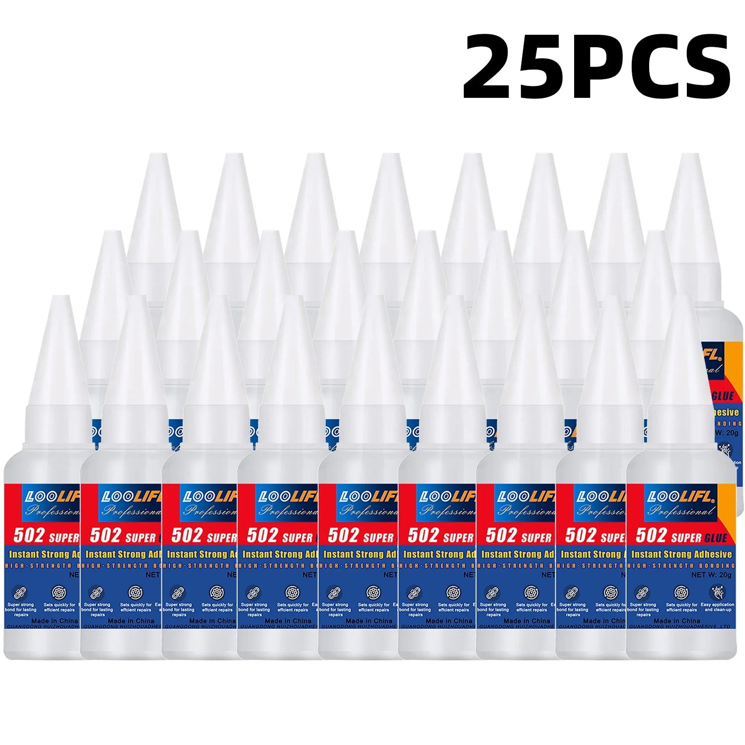 Loolifl Super Glue 1-25 Pieces 502 Strong Instant-Dry Cyanoacrylate Glue for Leather, Rubber, Wood, Metal, Strong Adhesive Liquid Tool Glue, Stable