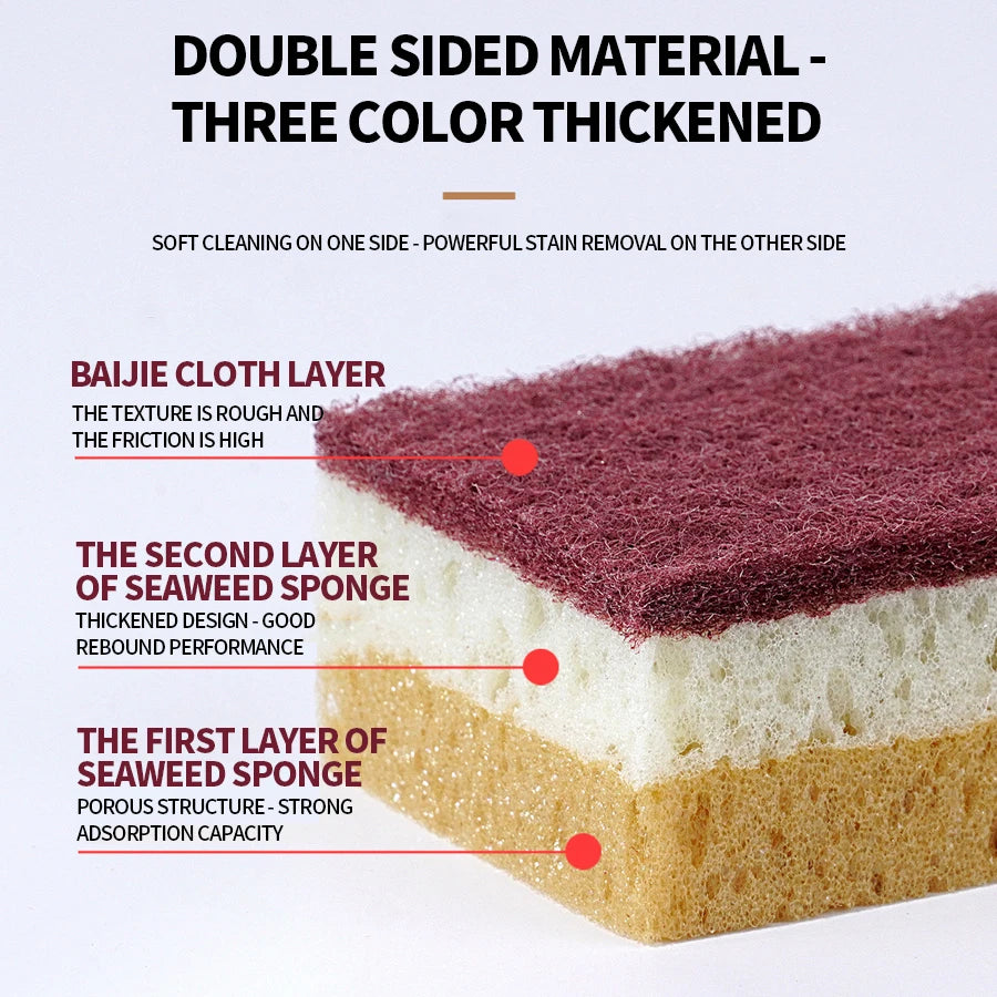 10pcs/5pcs-High density sponge cleaning cloth, dishwashing cloth, non greasy kitchen and catering supplies, sponge brush, pot an