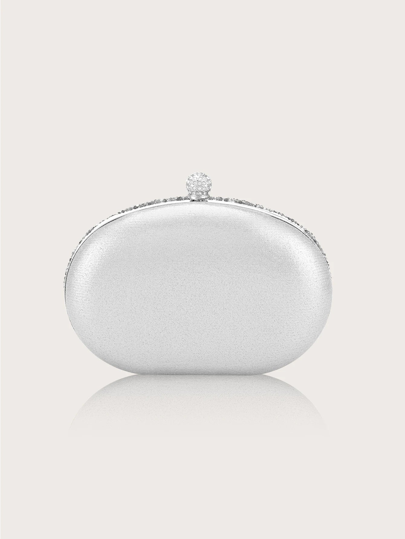 Gorgeous and Elegant, Sparkling Hot-Selling Rhinestone Box Party Clutch, Luxurious and Romantic White Bridal Wedding Bag, Fashionable and Trendy Women's Business Bag and Evening Bag, Paired with a Set of Four Exquisite and Ch