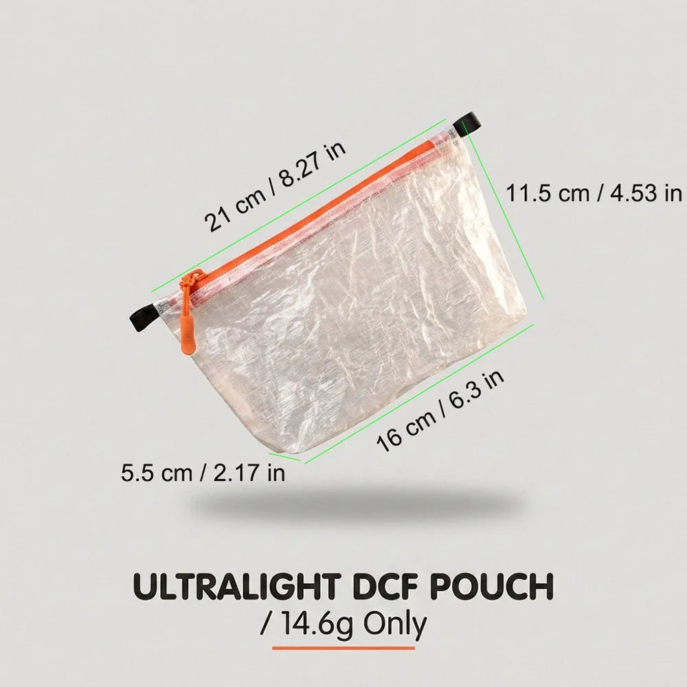 14.6g Outdoor DCF Pouch Passport Key Ultralight Toiletry Sack Bag Zipper Hiking Camping Gear Organizer Storage Bag