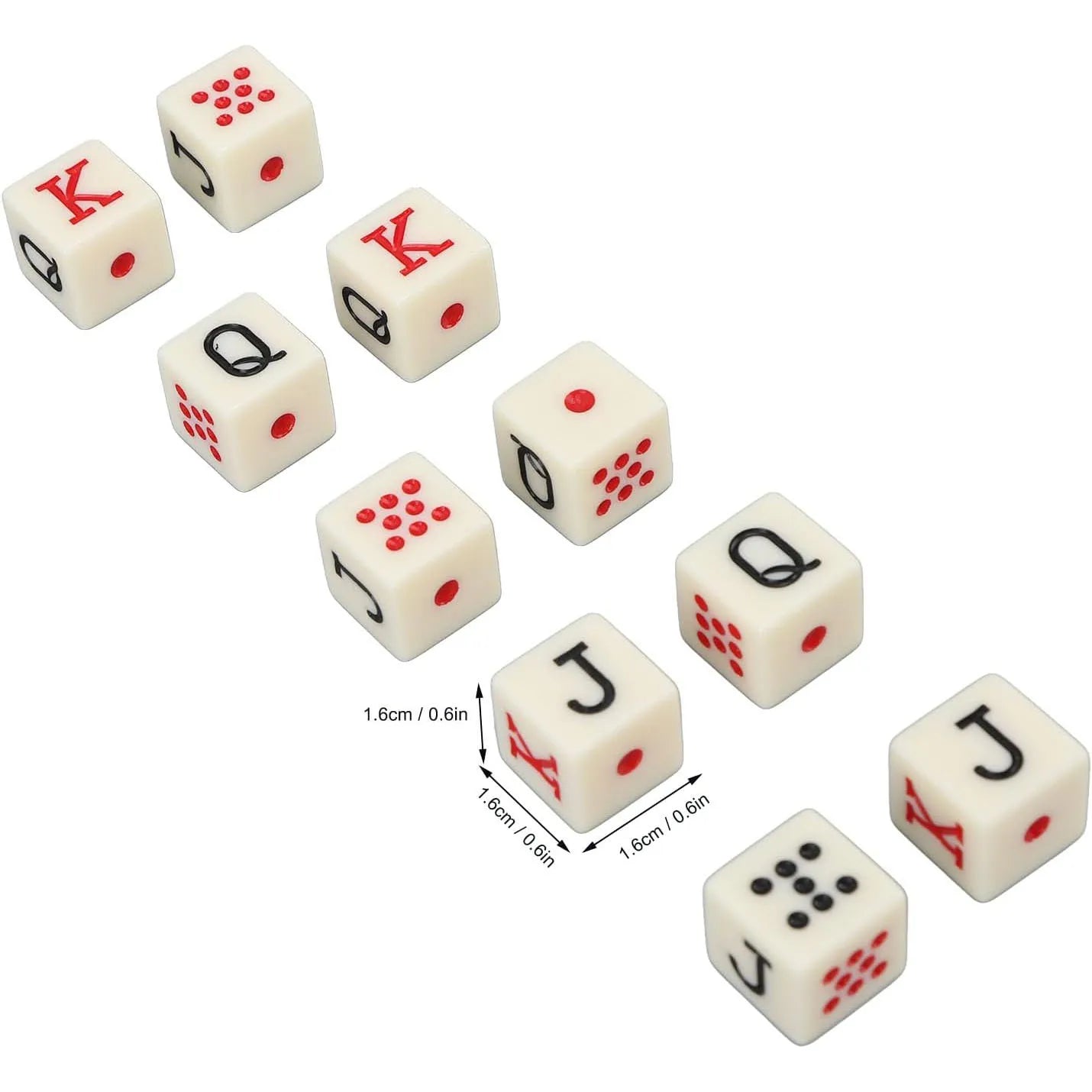 20Pcs/set 16mm Square Corner Teeth Yellow Acrylic Poker Dice JQK Dice Table Game Dice Spanish Dice
