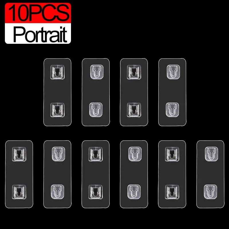 Double-Sided Adhesive Wall Hooks Hanger Strong Transparent Suction Cup Sucker Hooks Kitchen Bathroom Storage Plug Socket Holders