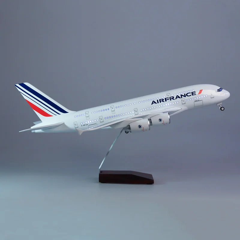 47CM air france plane model A380/B747/B777/A350 Model airplanes Resin Diecast collectible aircraft with Landing Gear Wheels LED