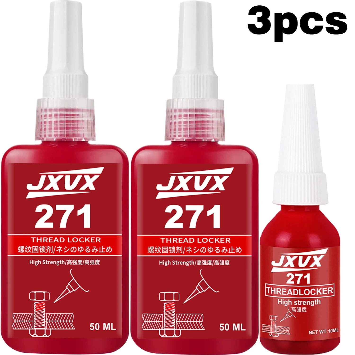 Threadlocker 243 blue 271 red Threadlocking adhesive compound Anaerobic adhesive Sealant Medium-to-high strength, oil-resistant, high-temperaturechoice for industrial machinery metal fasteners.