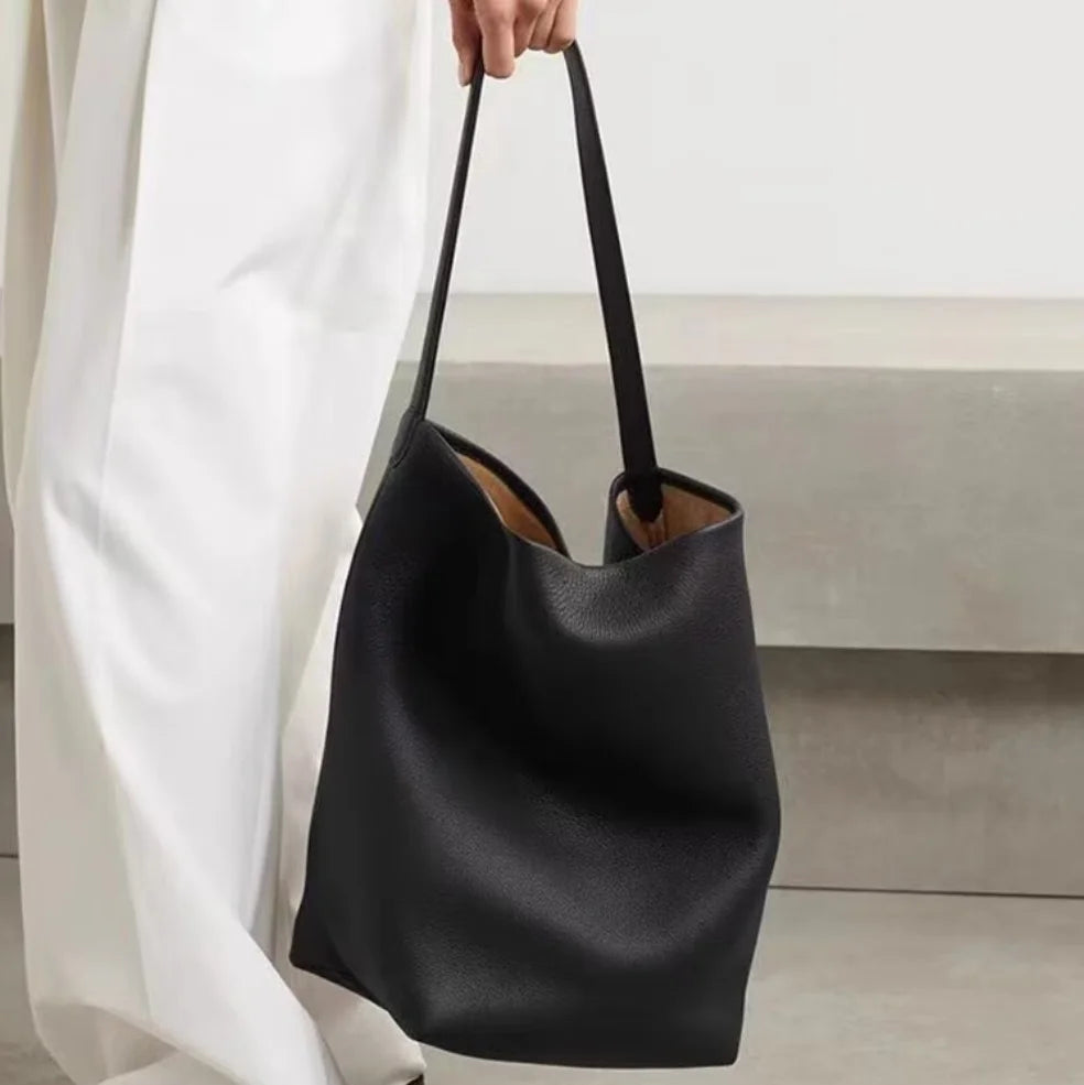 Big Bucket Handbag,Genuine Leather Shoulder Bags,Designer Women Luxury Brand Handbags,Crossbody Bags,Soft Cowhide Travel Tote