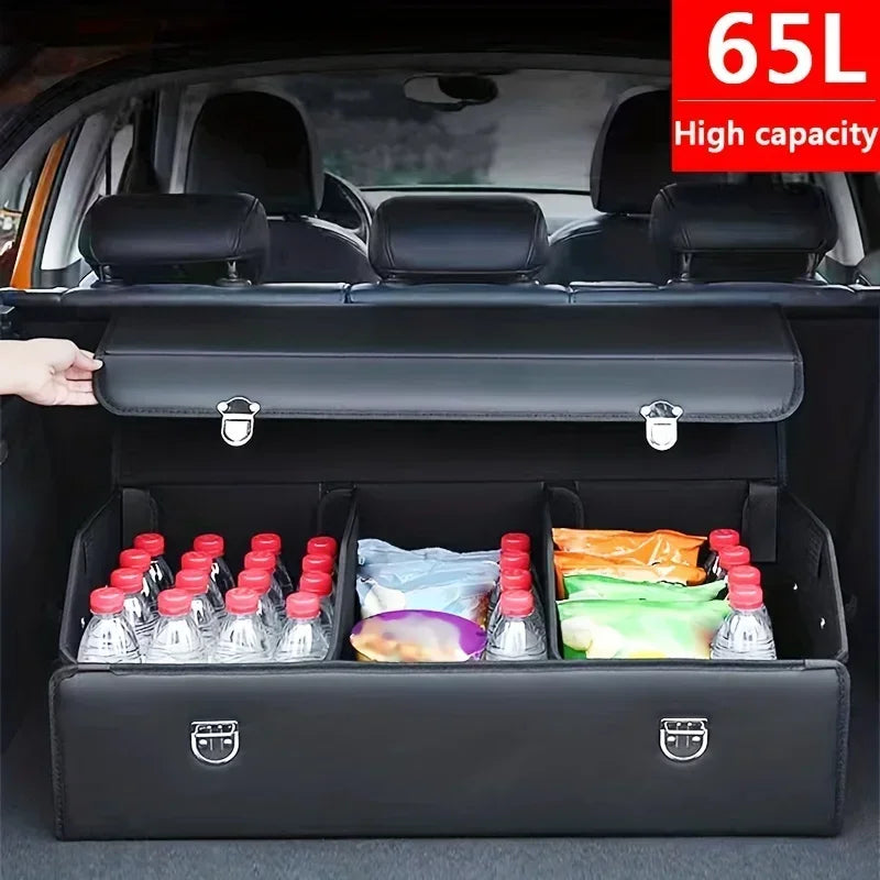 Car Trunk Organizer Car Trunk Organizer For SUV Waterproof Leather Cargo Container Folding Vehicle Accessories For SUV Truck