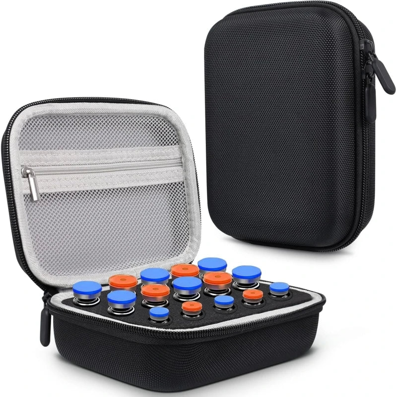 10/15 Slots Insulin Vial Storage Case Portable Peptide Vial Organizer Wear-resistant EVA 1-10ml Vials Diabetes Medication Protec