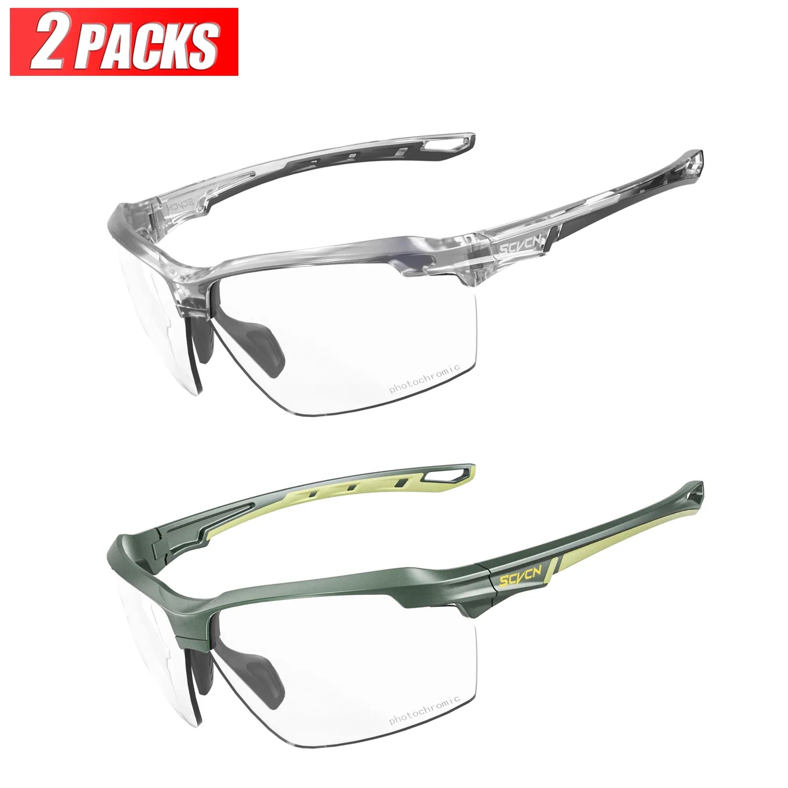 3PACKS SCVCN Hiking Eyewear Photochromic Cycling Sunglasses Glasses Bike MTB Bicycle Golf UV400 Sports Glasses for Men Women