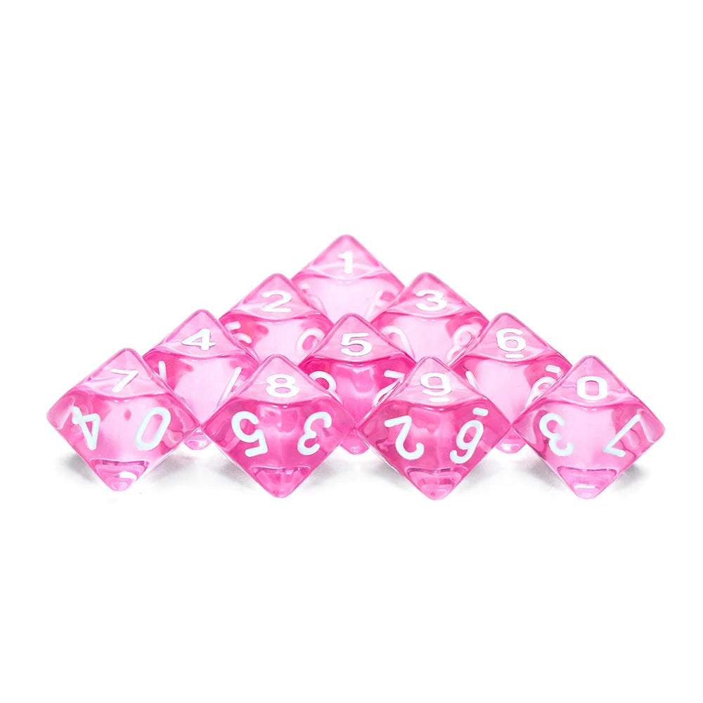 Board Game D10 Dice 10pcs Digital 0-9 Polyhedral Dice for Table Role Playing Game DND COC