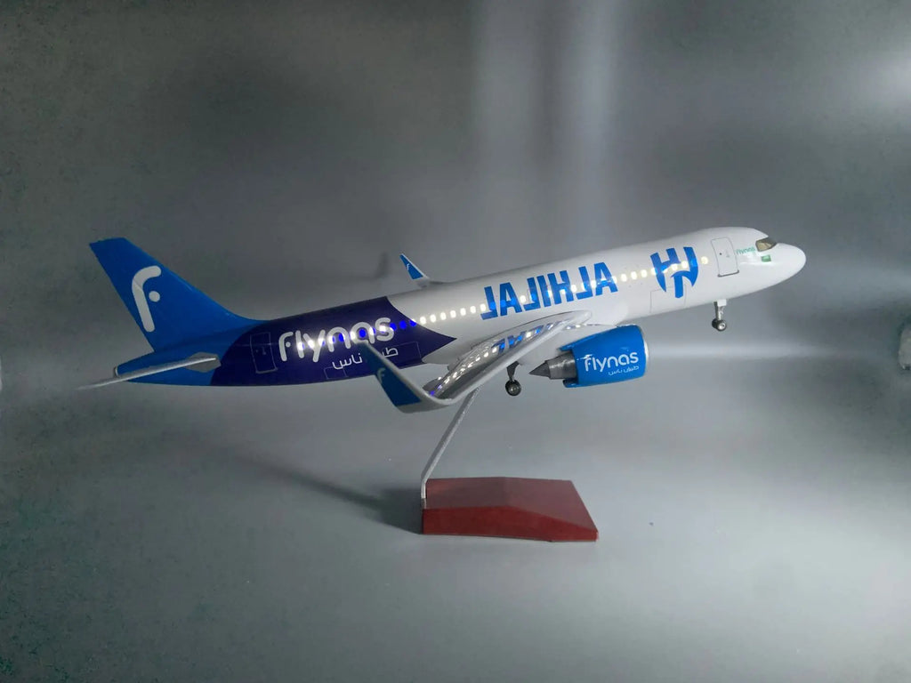 1:80 Scale Aircraft 47cm Flynas Airplane Model Saudi Nas A320neo Resin DieCast Collection Plane Toy with Landing Gear Wheels