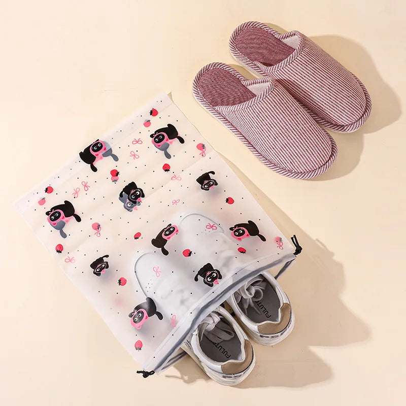 10Pcs Transparent Waterproof Travel Cosmetic Bag Towel Socks Plastic Drawstring Storage Bag Bathroom Transparent Beach Bag