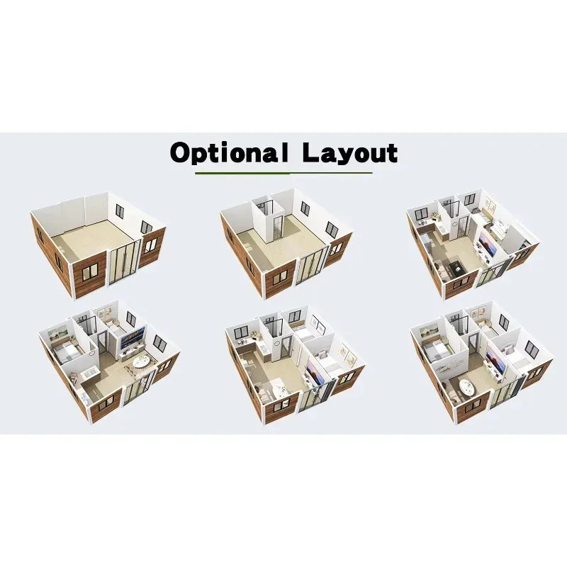 Room Prefabricated House of Rooms Cabin 20ft Foldable  Store 4 Bedroom Mobile Home on Wheels Store Container