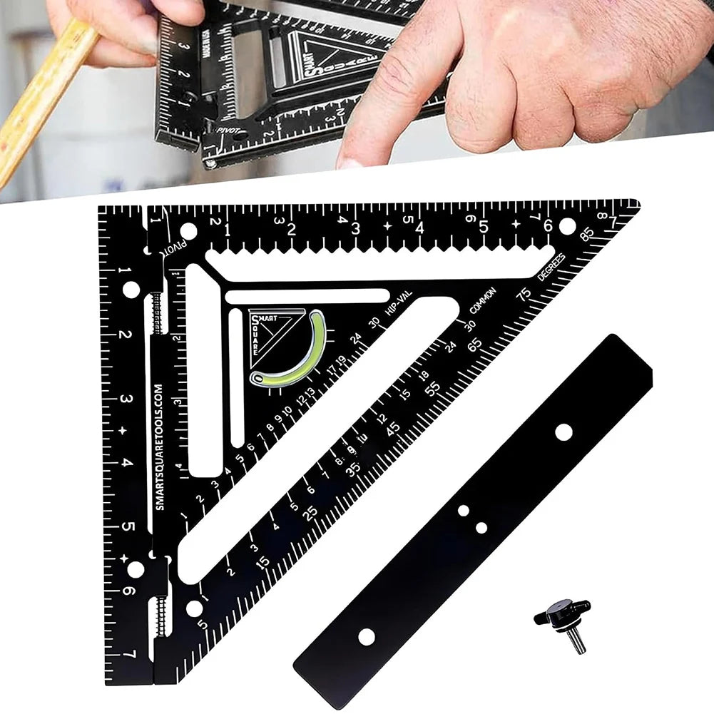 Smart-Squares Tool Adjustable Woodworking Rafter-Square with Level Aluminum Alloy for Precise Marking Layout for Measuring