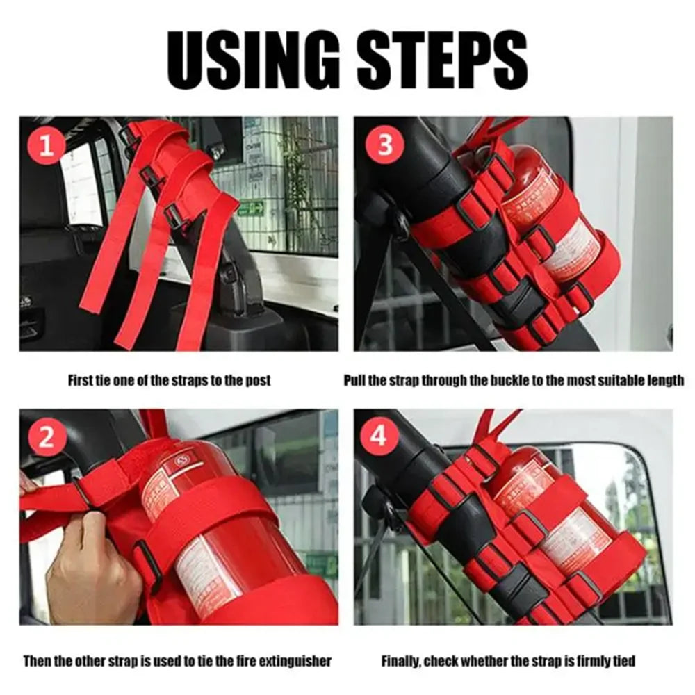 Black/Red Roll Bar Holder Adjustable Strap Mount for Jeep Wrangler JK JKU TJ CJ YJ LJ JL JLU