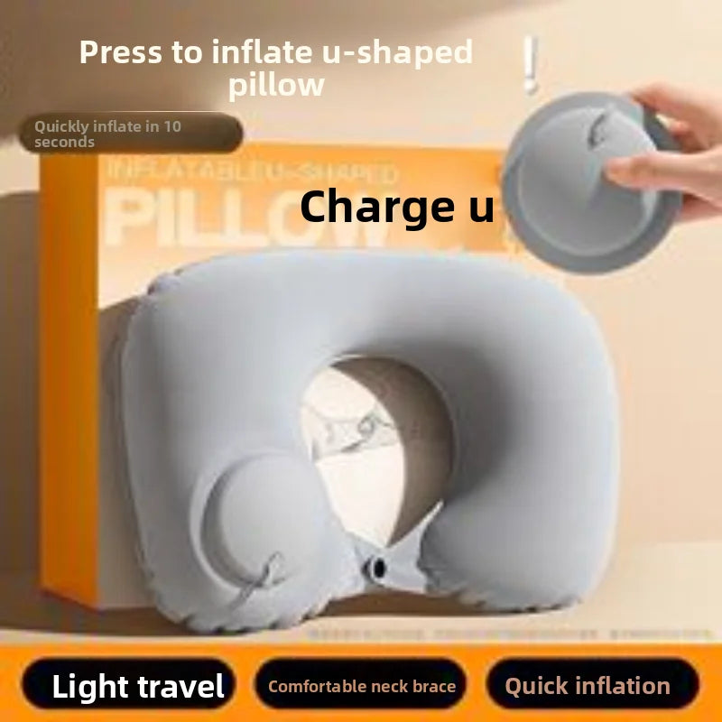 Inflatable Airplane Pillow, U-shaped Cervical Orthopedic Protective Pillow, Outdoor Folding Pillow, Small Gift for Friends