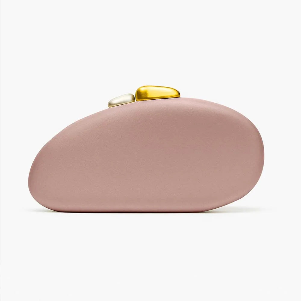 Metallic Closure Clutch Luxury Design Evening Bag With Chains Women Luxury Dinner Wedding Party Shell Pure Bag Coffee Winter
