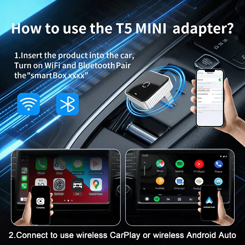 Universal Wired To Wireless CarPlay Android Auto Adapter USB Plug-and-Play Stable Signal Auto Pair Work For Most Original
