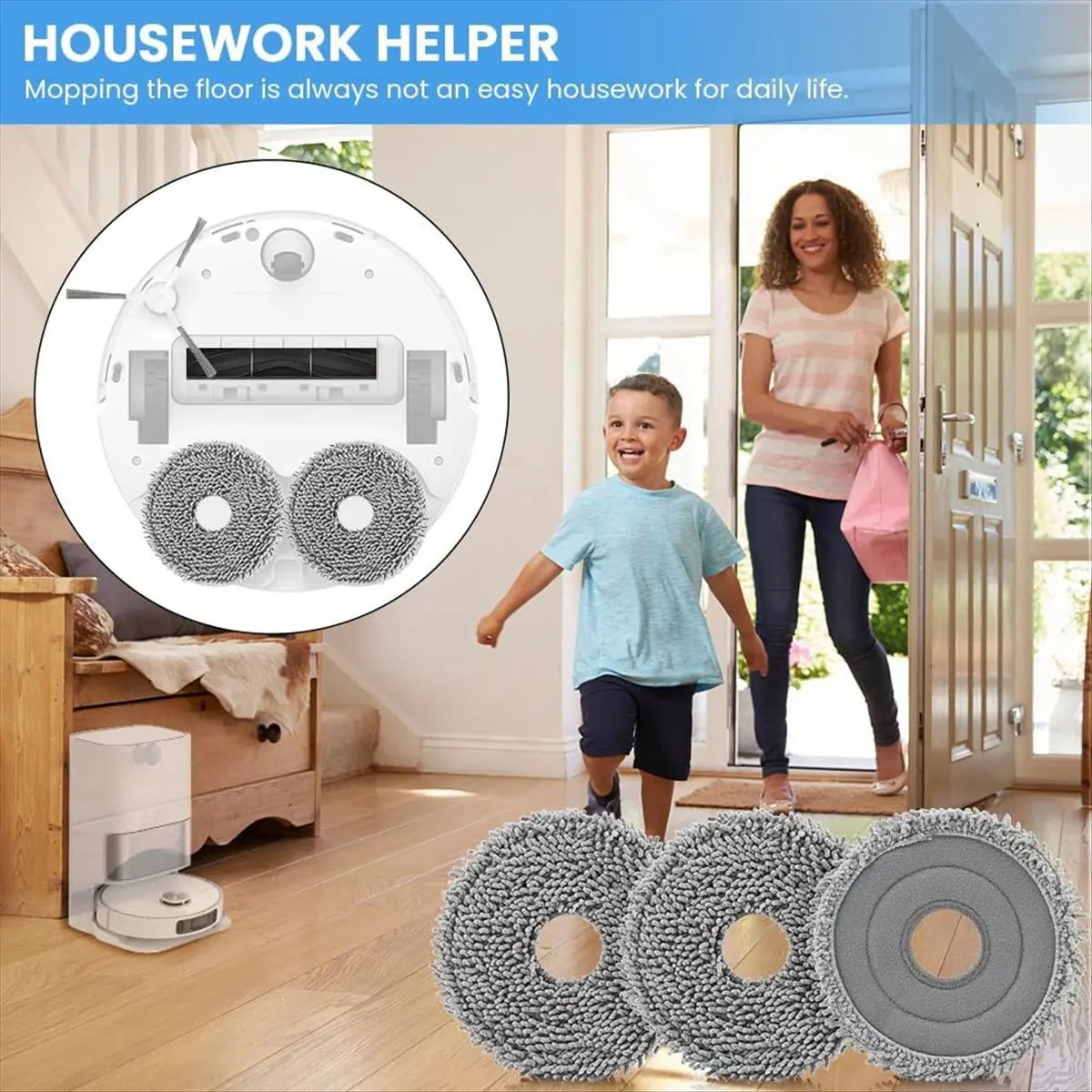 YDSC 8PCS Mop Pads for Roborock Qrevo MaxV/Master/Plus/Slim/Pro Vacuum Cleaner Parts Microfiber Mop Cloth