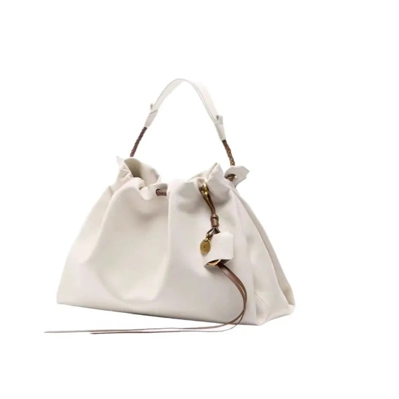 S New Commuting Shoulder Bags Women's Handbags Large Capacity Tote Bags Fashionable and Simple Drawstring Bags Popular for Women