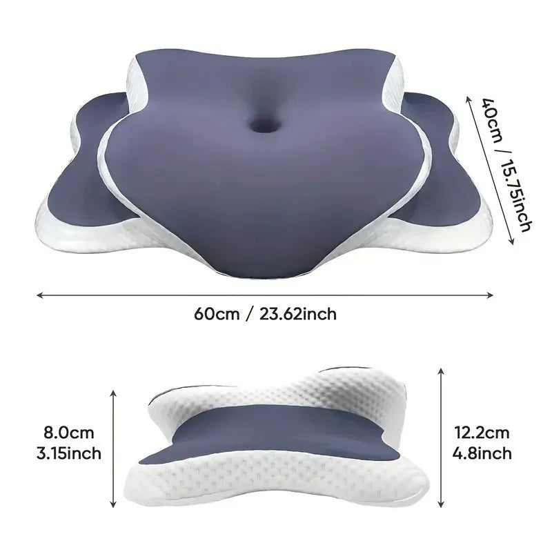 Dual Height Memory Foam Cervical Pillow with Armrest Grooves for Neck Pain Relief Ergonomic Orthopedic Support Side Back Sleeper