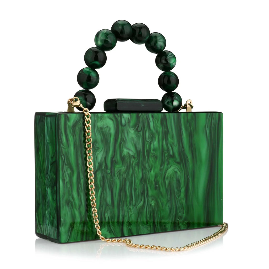 Beading Handbag Marble Acrylic Luxury Box Clutch Evening Bags Wedding Party Chain Shoulder Bag Dinner Dress Purse Festival Gift