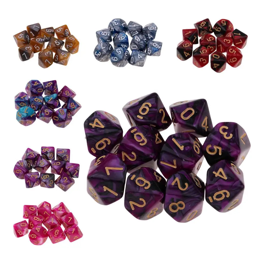 10pcs RPG DND Polyhedral Dice Set D10 D8 – Board Game Multi-sided Dice / 10 dés polyédriques RPG DND D10 D8 – Jeux de société multi-faces