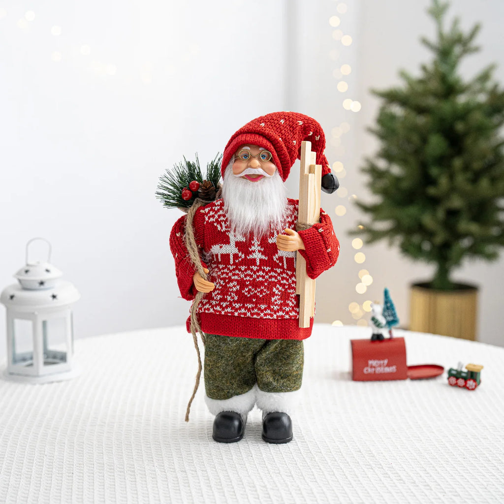 Santa Claus Decorations, Standing Christmas Santa Claus Figurine Figure Decor Christmas Sock and Gifts Bag Christmas Decoration