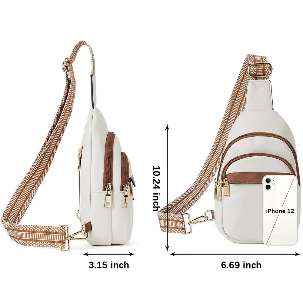 New Chest Sling Bag Crossbody Bag Pu Leather Shoulder Bag Large Sling Backpack Fanny Packs Chest Bag Travel Cycling Sports Bag
